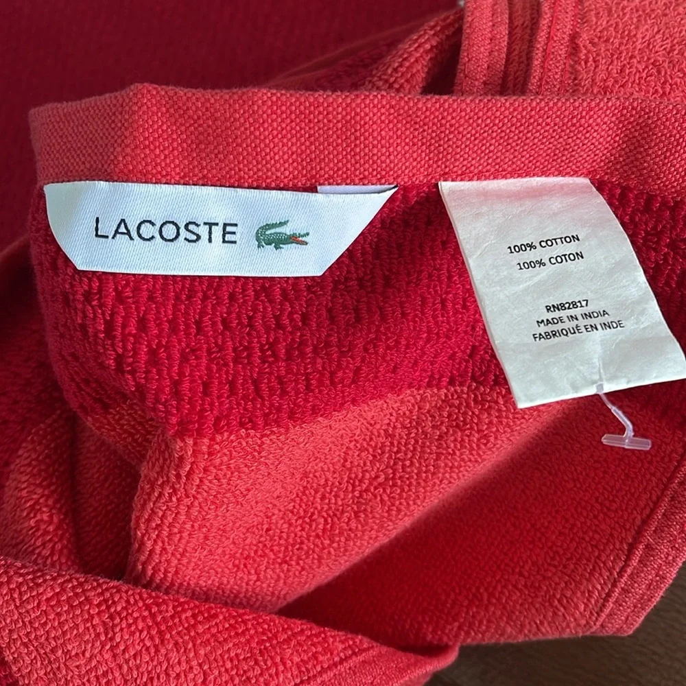 NWT Lacoste Red & pink Towel with Logo